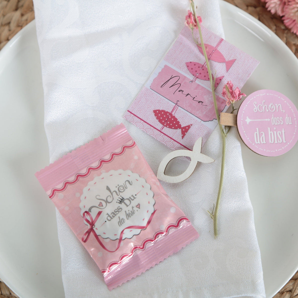 Christliche Feste Dekoration Motiv rosa Fische